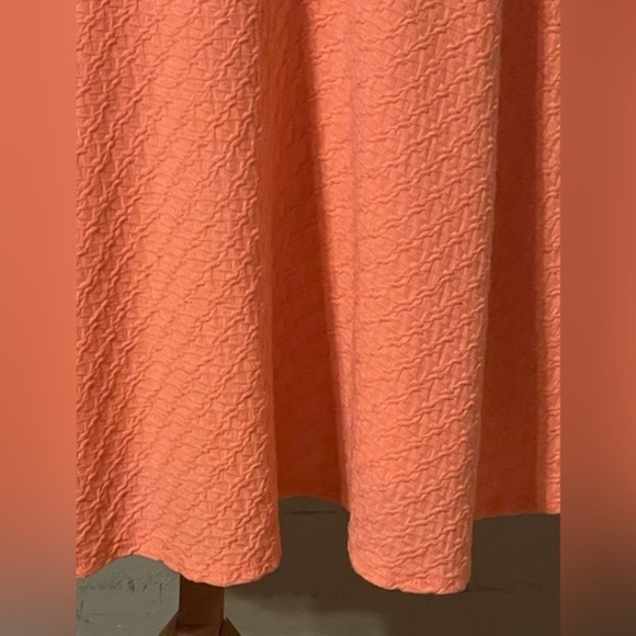 Large Mossimo pink coral color lined sleeveless A line flare stretch midi dress - Picture 6 of 14